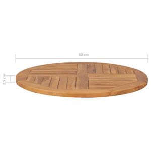 PLATEAU DE TABLE Dessus de table en bois de teck massif Rond 80 cm 