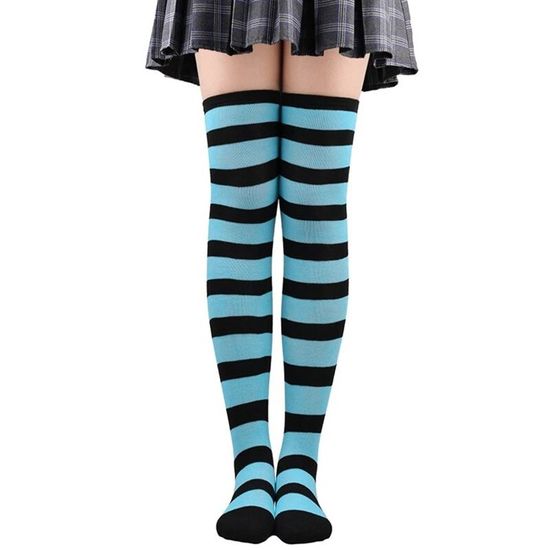 Chaussettes Rayées Hautes + Mitaines Sans Doigts – Ensemble Longues Pour Femmes Et Filles, Style Gothique, Cosplay, Fête (Multi-Modèles)