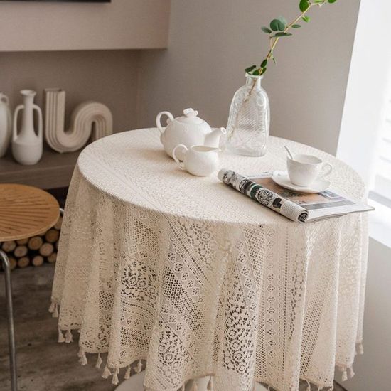 Napperon Rond Vintage En Dentelle Crochetée, 40 Cm, Fait à La Main