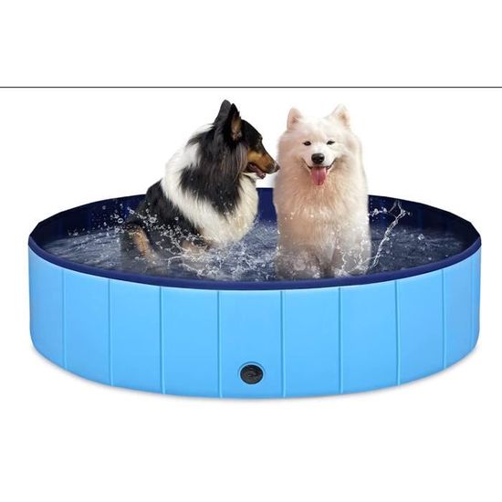 TENXSNUG Piscine pour Chien Pliable, PVC Chien Piscine Baignoire Bassin pour Animaux Antidérapant Bassin de Baignade pour Chiens et Enfants, Gris Foncé, 160 x 30 cm