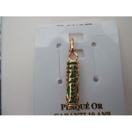 Pendentif Tiki Tendresse - Plaqué Or 750/000 - Pierre Onyx Noir - Modèle Petit Mixte - Neuf Avec étiquettes
