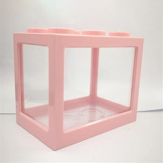 Aquarium,Mini Aquarium rectangulaire 7 couleurs, petit bloc de construction, décoration de Table à thé, pour la maison, - Type Pink