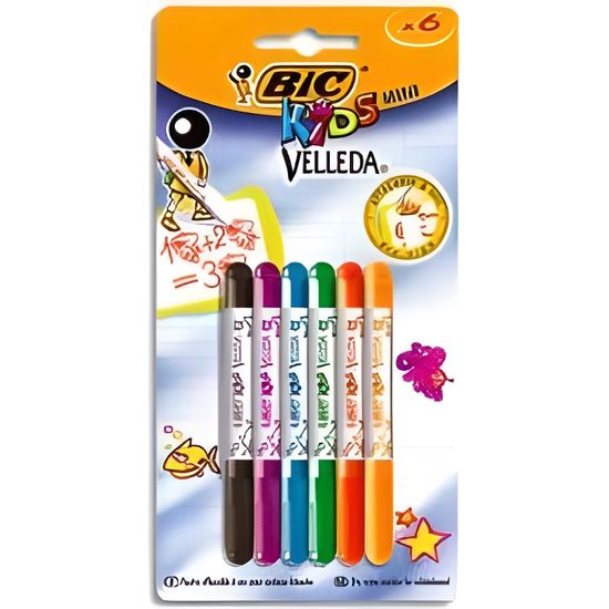 bic kids mini velleda feutres effacables a sec pointe conique fine couleurs assorties blister de 6 achat vente petit prix cdiscount coloriage dc