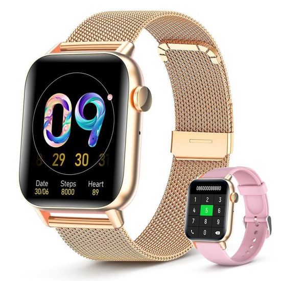 Montre Connectée Ip68 Étanche Contrôle Musique Assistant Vocal Argent