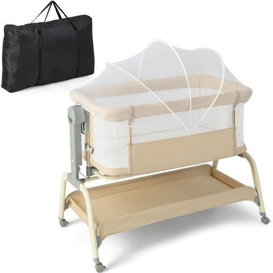 Berceau Bébé 4 En 1 WOTAT Cododo Pliable – Lit Bébé Convertible + Roulettes + Matelas 0-3 Ans