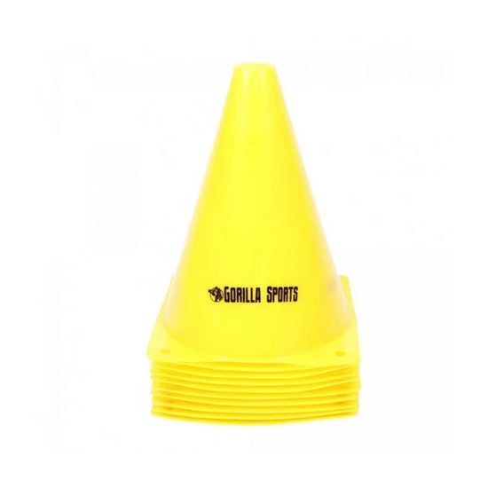 Lot Entraînement Foot – 11 Cônes 12 Trous 40 Cm + 5 Jalons 1 M – Jaune, Pour Vitesse Et Coordination