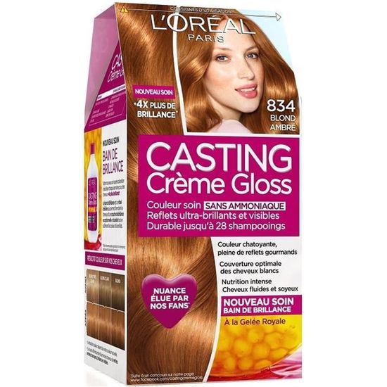 L Oreal Paris Casting Creme Coloration Blonde Ambree 834 Achat Vente Coloration Casting Crm Gloss 834 Blond Cdiscount