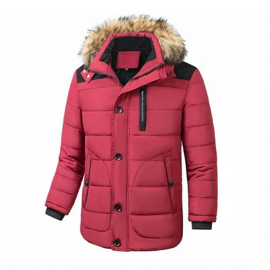 Manteau D'hiver Homme Doudoune à Capuche Thermique - Coupe-vent Décontracté Pour Outdoor - Capuche Amovible