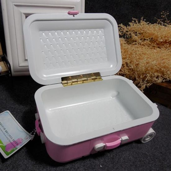 Valise Jouet Bébé En Plastique - Avec Roulettes, Poignée - Rose - Pour Ranger Jouets, Déguisement