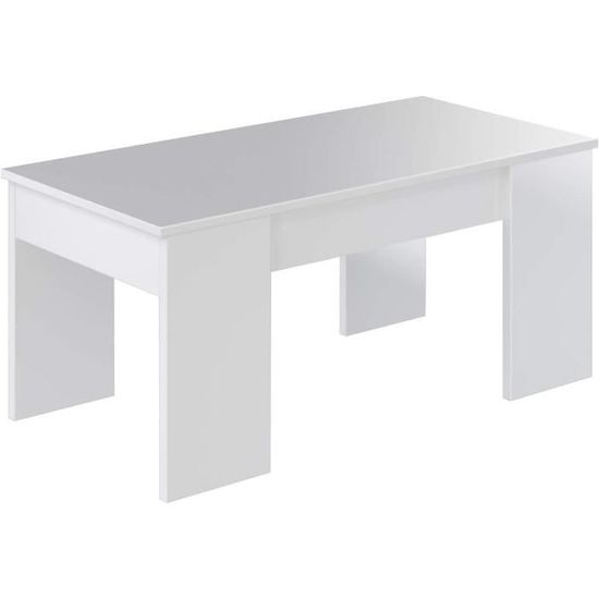 Table Basse avec Plateau Relevable 3 Compartiments Ouverts pour Rangement Polyvalents pour Salon Bureau Noir