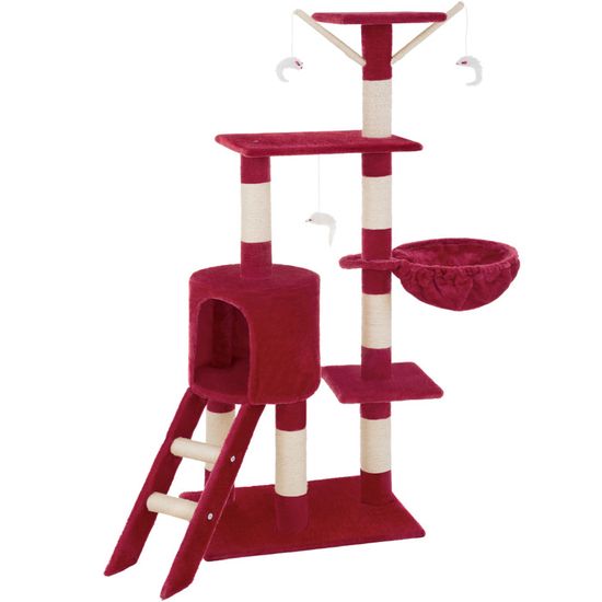 Tectake Arbre A Chat 142 Cm Dominique Griffoir 3 Souris 1 Hamac Rouge Bordeaux Cdiscount Animalerie