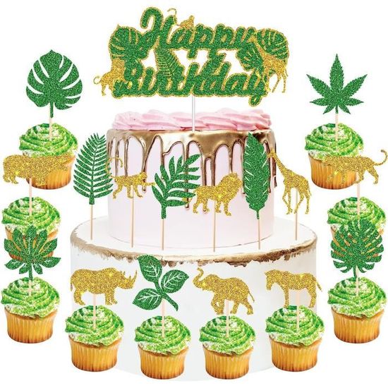 Animaux Gâteau Topper Deco D'anniversaire Pour Enfants - 1pc Happy