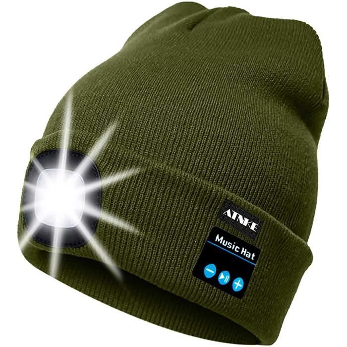 LED Bluetooth Bonnet Lumineux, Rechargeable USB Rechargeable Musical Running Chapeau Ultra Lumineux 4 LED Lampe Étanche Utilisation