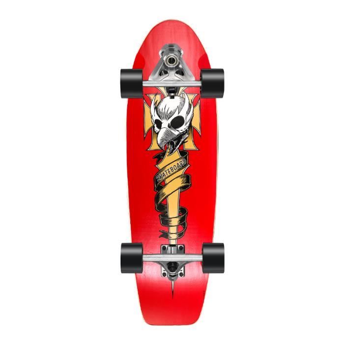 Land Surfing Skateboard-ABEC-11 Direction flexible - Crâne Rouge