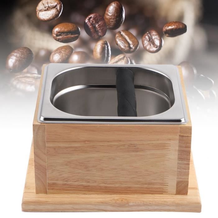 Boîte de seau de récipient moulu de café d'acier inoxydable avec la base en bois pour l'usage de café-XID