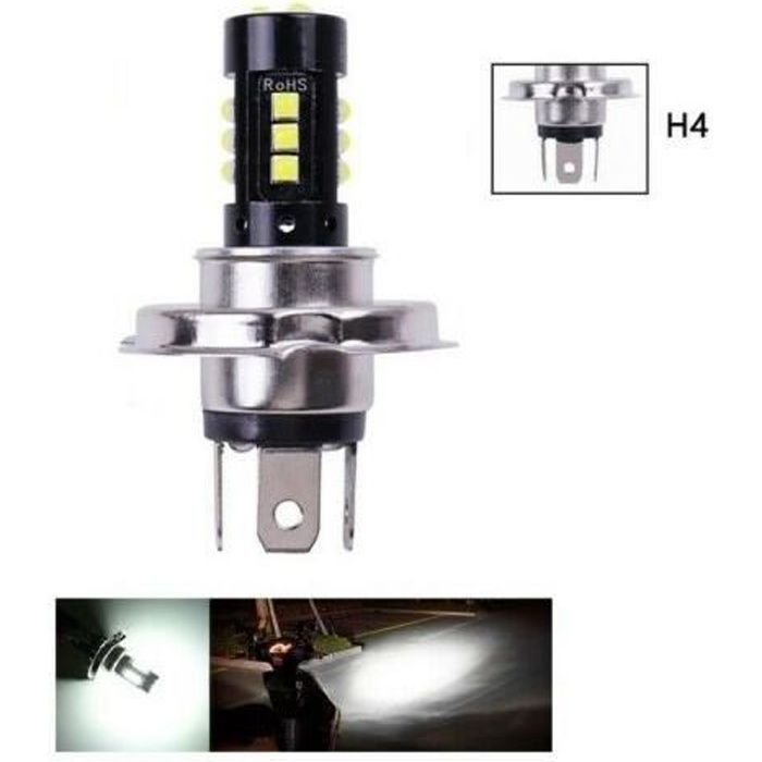 LED H4 pour scooter moto ampoule Blanc CREE 6000K pour phare avant Lampe 12V pour phare avant lampe lumière
