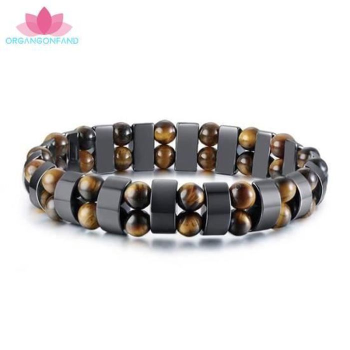 ORGANGONFAND Bracelet Homme pierre d'oeil de tigre Perlage Bracelet-cadeau de Noël