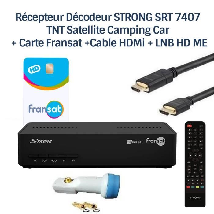 Récepteur Thomson THS805 HD - Décodeur TNT Satellite Camping Car + Carte Fransat +Cable HDMi + LNB HD ME