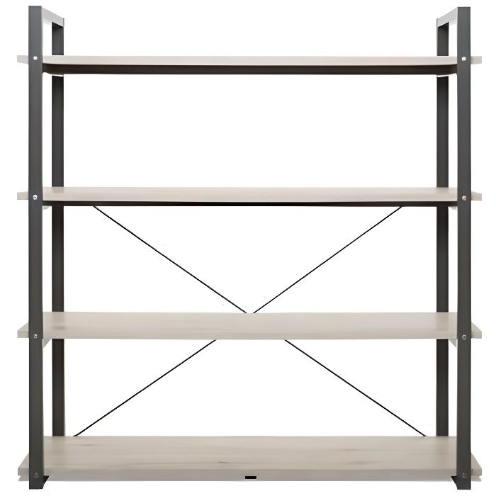 BROOKLYN - Bibliothèque style industriel décor chêne et anthracite - L 138 cm