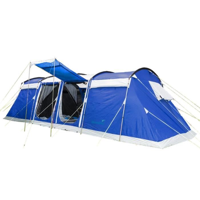 Skandika Montana 8 Protect - Tente de Camping Familiale Tunnel - 700 x 310 cm - 8 Personnes - Tapis de Sol Cousu - bleu