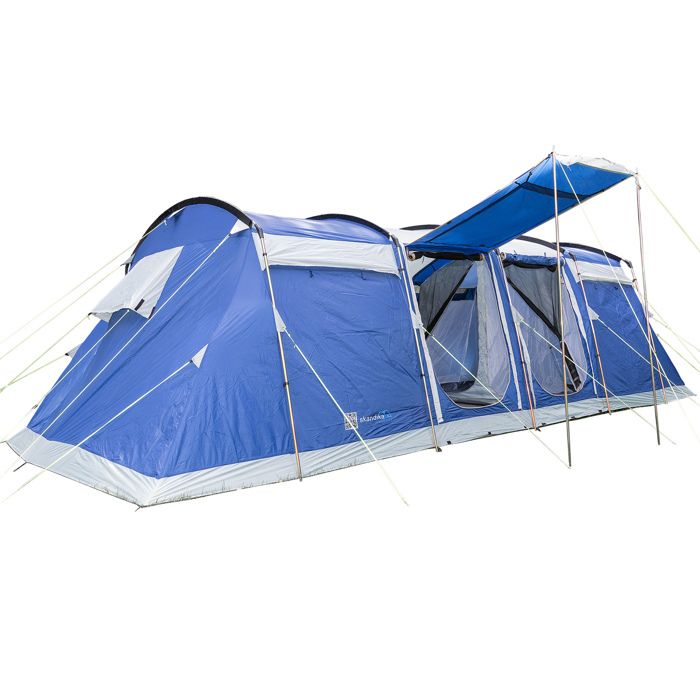 Skandika Montana 8 Protect - Tente de Camping Familiale Tunnel - 700 x 310 cm - 8 Personnes - Tapis de Sol Cousu - bleu