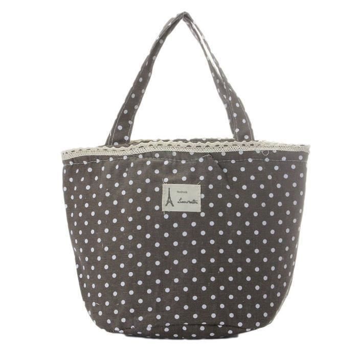 Sac Sacoche Pochette Isotherme Glacière à Repas Déjeuner Pique-nique pour Voyage (Café)