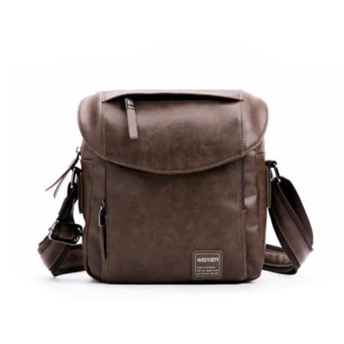 sac Sacoche bandoulière homme Rétro cuir Porte-documents Sac d 'affaires Affaires occasionnelles - Brun foncé