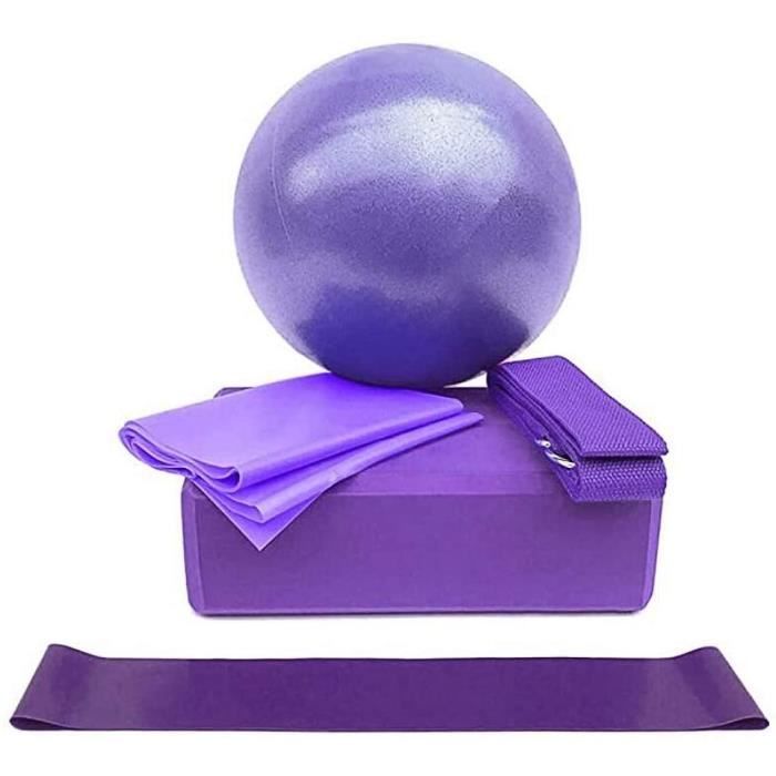 5pc Bandes de Résistance Elastiques Musculation Fitness Kit, Boule de Yoga Résistance Boucle Boule d'exercice Sangle Ceinture violet