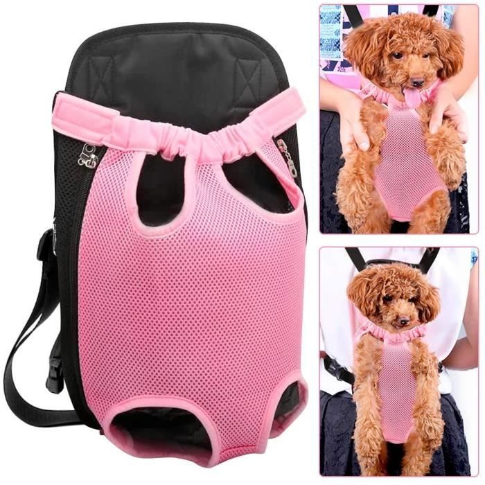 Sac à dos pour chien pour animaux de compagnie mains libres, jambes ouvertes avec bretelles réglables pour l'extérieur (rose, XL)