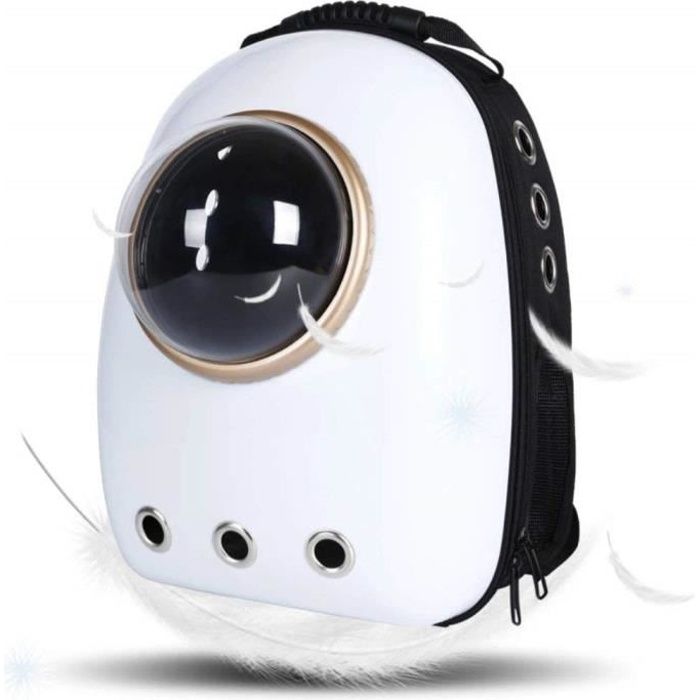 Astronaute Sac Respirent Sac à Dos de Transport pour Chat Chien Sac Léger Portable, 32x29x42cm, Blanc