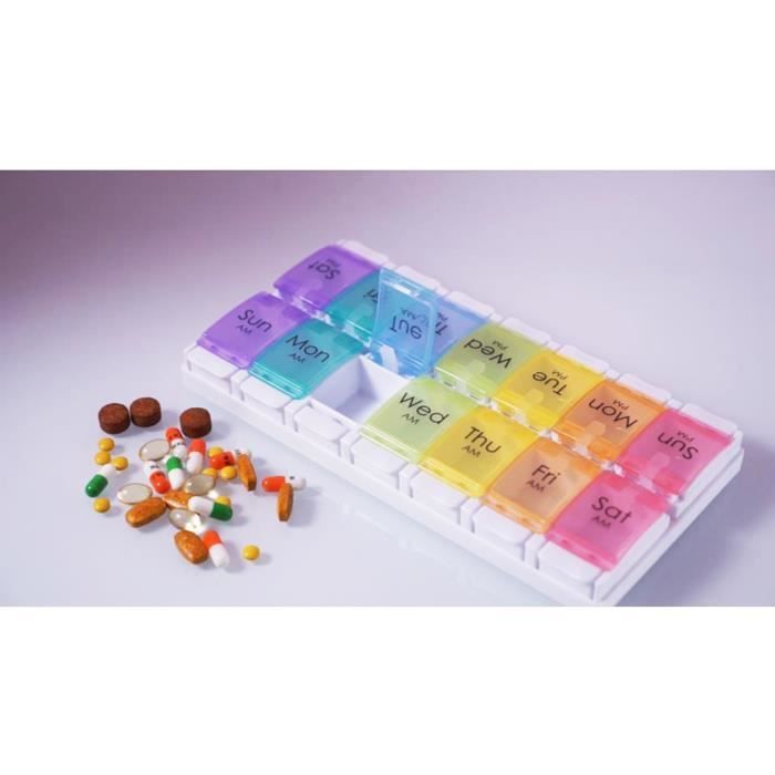 7 Jours Pilulier Pillbox, Pilulier Semainier Pilulier, Multicolores Pilulier Hebdomadaire