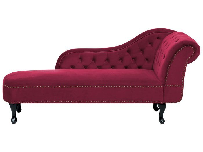 Beliani - Méridienne Chesterfield côté droit en velours rouge NIMES