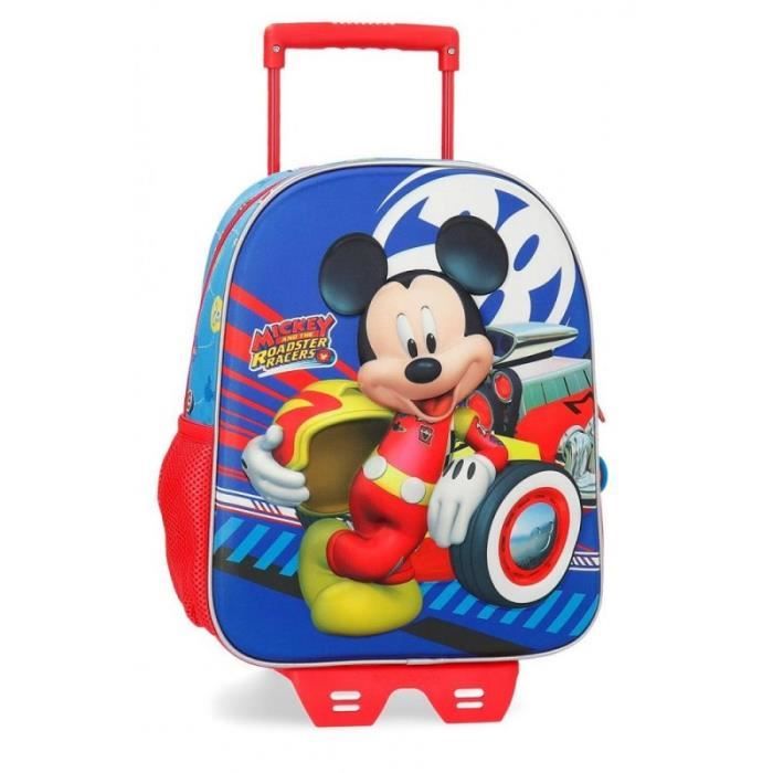 Sac à dos idéal pour la maternelle 33cm, avec chariot et partie frontale en 3D World Mickey
