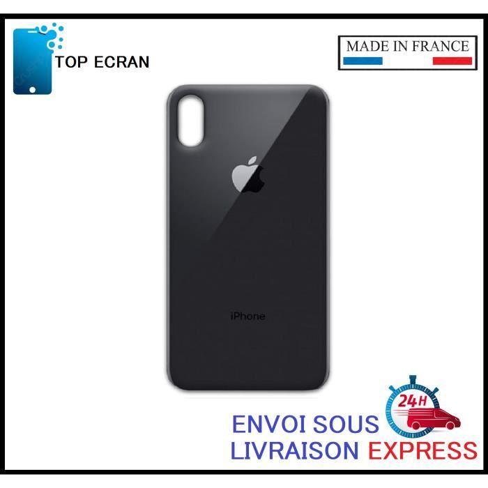 Vitre arrière pour Iphone XS MAX NOIR avec LOGO et Adhesif