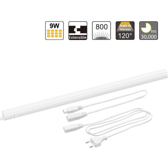 Luminaire Reglette de Barre LED de Plan de Travail Sous Meuble Cuisine de LED 9W Longueur de Lampe 573MM Connectable Lot de 1 Lampe