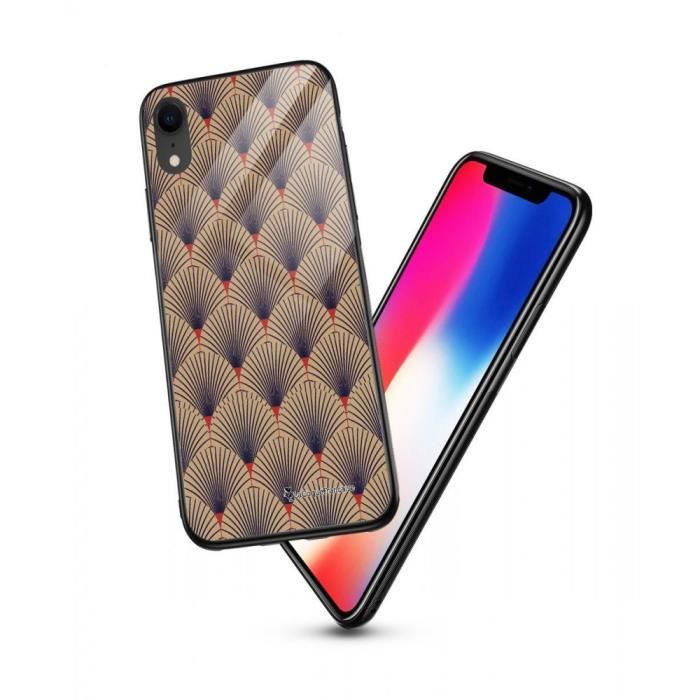Coque en verre trempé pour iPhone Xr Art déco motifs Ecriture Tendance et Design Evetane.