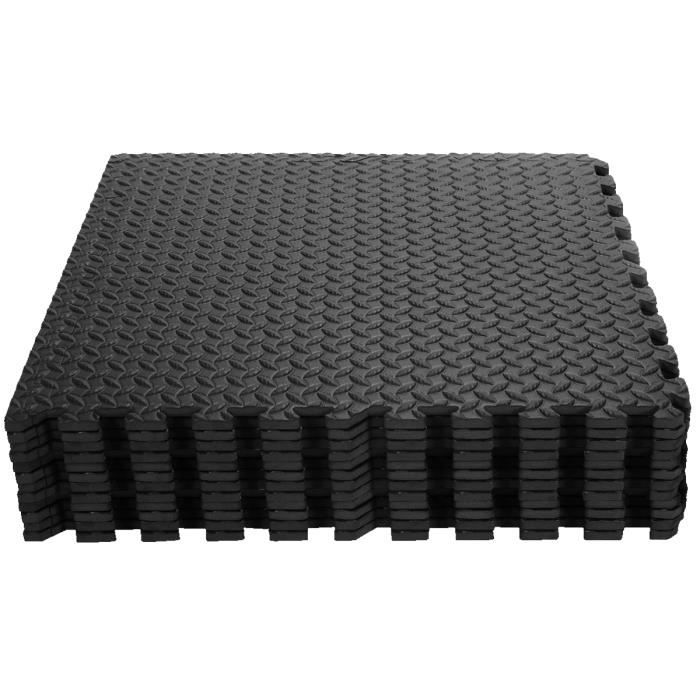 GIANTEX Tapis de Protection de Sol 12 Dalles,Tapis de Puzzle Antidérapant en Mousse EVA,Grain de Feuille,Épaisseur de 1,2CM,Noir