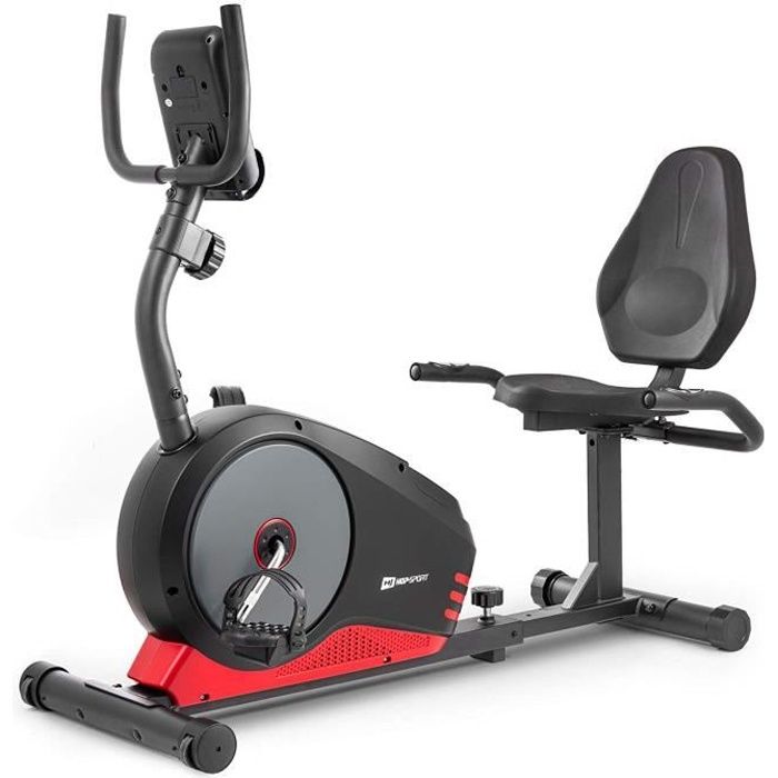 HOP-SPORT Vélo d’appartement semi-allongé, Masse d'inertie 9,5 kg, HS-040L Root, 8 Niveaux de résistance magnétique, Max. 120 kg