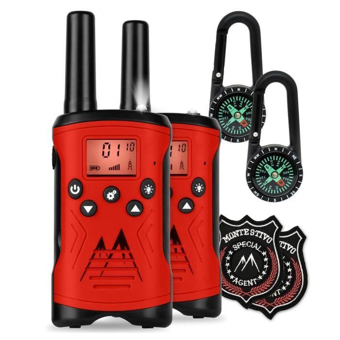Talkie-walkie - Flyweight Kingen - kit 8-pièces : boussole + badge d'agent - Rouge