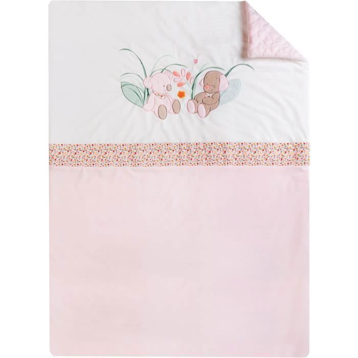 NATTOU Iris & Lali Couverture - 100 x 135 cm Rose/Blanc