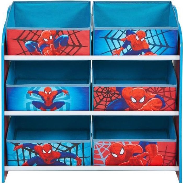 Meuble de rangement enfant, 6 bacs Spiderman - Dim : H60 x L63,5 x P30 cm