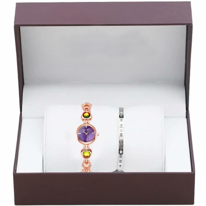 Coffret Cadeau Montre Femme + Bracelet Femme Fille Ados, Montre pour Femme Etudiant Quartz Japonais - Etanche - Analogique - Chic