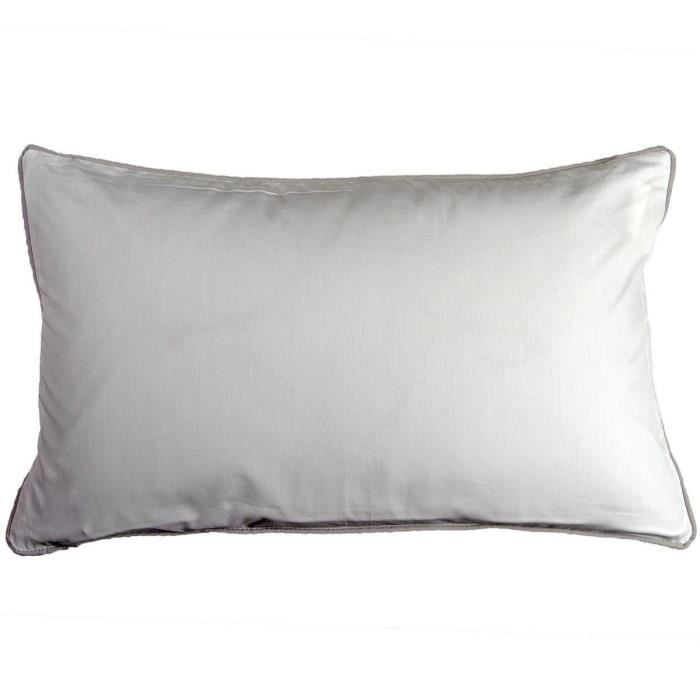 Housse de Coussin Percale Passepoil - Sensei La Maison du Coton - Blanc/Gris Clair - Taille : 30x50
