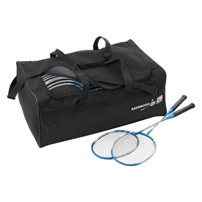 Sac pour raquettes de badminton, coloris noir, toile nylon et poignées renforcées - Dimensions : 70 x 46 x 28 cm