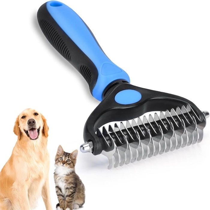 Outil de toilettage - Râteau à sous-poil 2 côtés - Peigne démêlant - Ergonomique - Sûr pour animaux