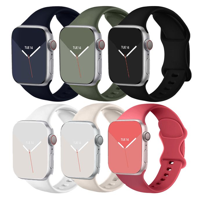 Lot de 6 Bracelet Souple Silicone pour Apple watch Serie 9 8 7 6 5 4 3 2 1 SE 38mm/40mm/41mm - Visiodirect -