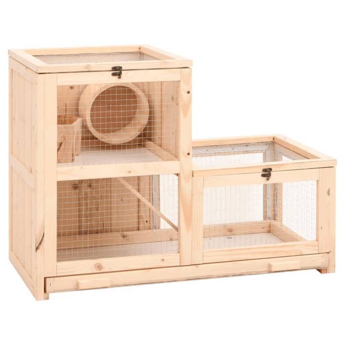 Meilleurs prix pour Enclos - Cage à hamster 81x40x60 cm bois massif de sapin SS00010513