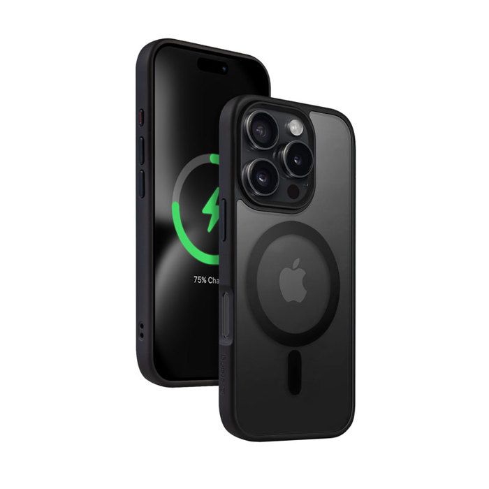 Étui avec MagSafe pour iPhone 16 Pro Max (noir) Crong Hybrid Frost MAG Cover