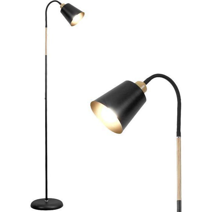 ANTENLICHT Lampadaire Liseuse E27 Max.60W Orientable Lampe Sur Pied Rétro Industriel En Métal H159m Noir (sans ampoule)