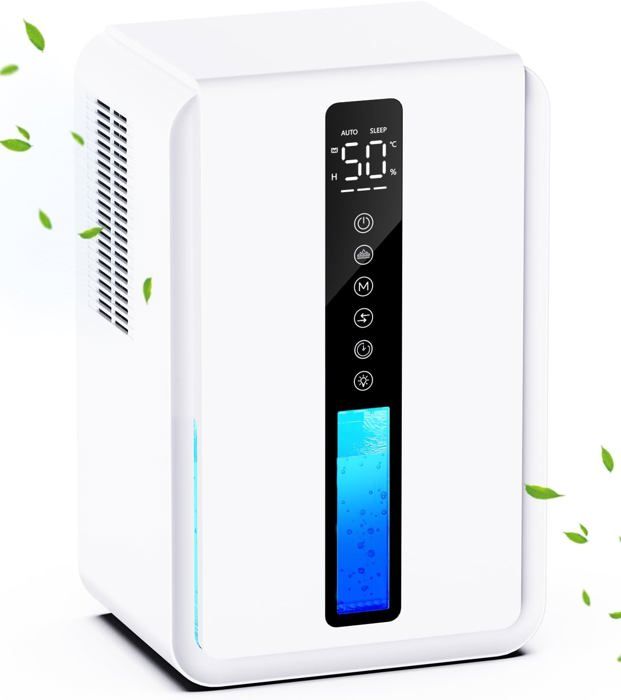 Déshumidificateur 2500 Ml - Silencieux, Timer 24h, Arrêt Auto, LED Couleur, Pour Salle De Bain, Chambre, Armoire